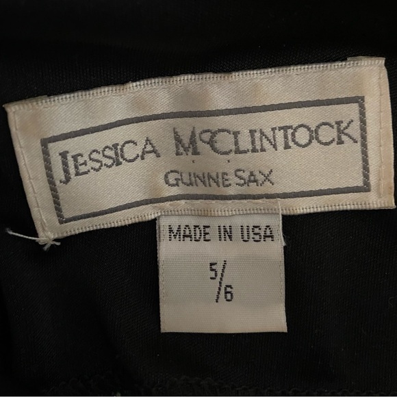 Gunne Sax Jessica McClintock Vintage Black Lace Maxi Dress Y2K Sequin Whimsygoth - Picture 5 of 6